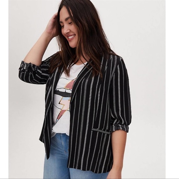 torrid Jackets & Blazers - Torrid boyfriend plus size blazer from stripe black and white lightweight long
